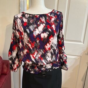 Purple,red,white and black blouse